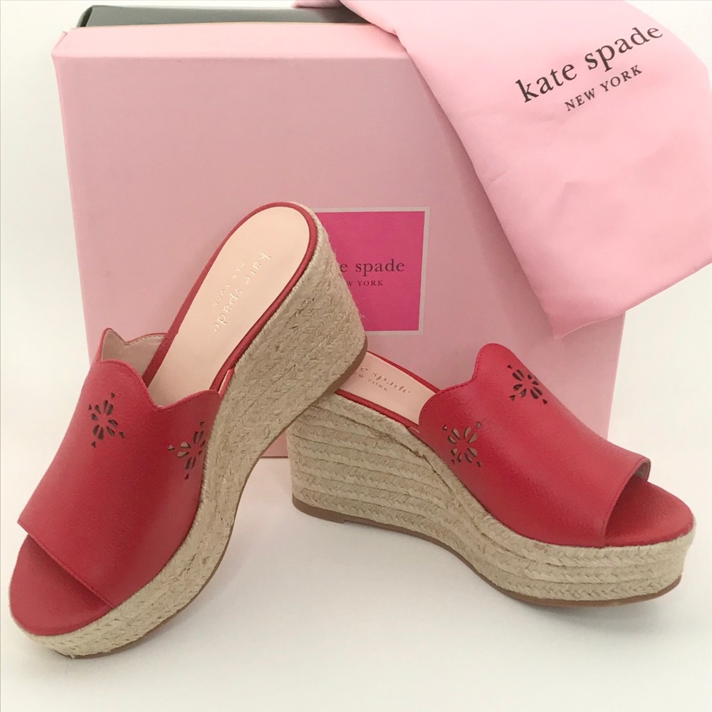 Kate spade tia wedge espadrille sandal cherry red